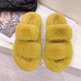 Fashion Slippers Women House Faux Furry Winter Fur Warm Shoes Slip On Flats Female Home Slides Black Plush Indoor Ytmtloy T