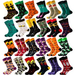 Men s Socks Arrival Harajuku Happy Funny Men Halloween Personality Pumpkin Women Casual cotton creative couple socks 37 45 230829