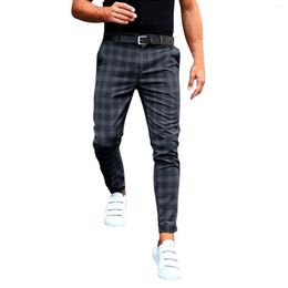 Men's Pants Korean Version Slim Casual Loose Plaid Trousers Large Size Leisure Straight Ankle