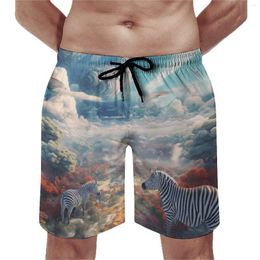 Men's Shorts Zebra Board 3D Animal Large Scene Vintage Beach Short Pants Males Printed Sports Surf Comfortable Swimming Trunks Gift