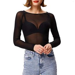 Camisoles & Tanks 2023 Spring Autumn Women'S Sexy See-Through Mesh Blouse Female Long Sleeve Transparent Elegant Shirt Fashion Women Tops