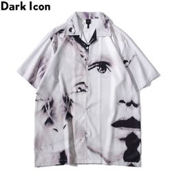 Men's Dress Shirts Dark Icon Vintage Street Short Sleeve Summer Thin Material Hawaiian Shirt Man Blouse Male Top 230828