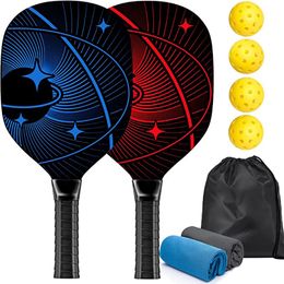 Tennis Rackets Pickleball Paddles Set with 1/2/4 Premium Wood Pickleball Paddles 4 Pickleball Balls 2/4 Cooling Towels Carry Bag 230828