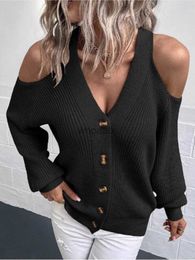 Autumn Knitted Cardigan Women Sexy Off Shoulder Sweater Female vintage Single Breasted knitwear ladies elegant casual Cardigans HKD230829