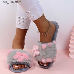 Fashion New COOTELILI 2021 Slippers Winter Keep Warm Shoes For Women With Plush Flat Heel Flower Decoration Size 36-41 T dec1