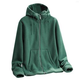 Women's Hoodies Fall And Winter Solid Color Zipper Thickened Double Polar Fleece Hooded Coat Shirts For Women Casual Jacket