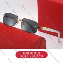 New Kajia Box Wood Leg Sunglasses Men's Fashion Spring Frameless Copper Heart Accessories GlassesSAXP
