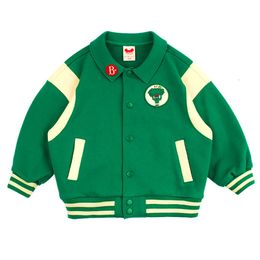 Jackets Children s Clothing Winter Baseball Coat Sports Cartoon Embroidered Cardigan Girl s Green Casual Jacket 2023 230828