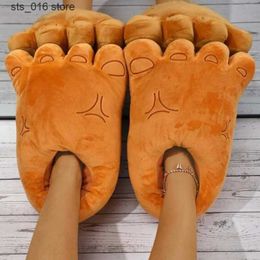 Slippers 2023 New Fun Women Slippers Giant Big Feet Ya Cotton Shoes Cartoon Home Fur Warm Ladies Plush Shoes Fluffy Girls Sliders T230828