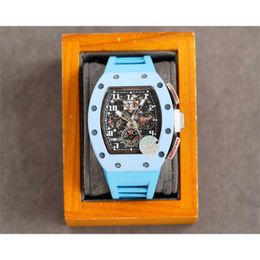 Mechanical RM11-03 Complex function chronograph wrist watch for men 6BZ3 luxury high quality carbon Fibre case waterproof Sapphire glass 1O964C