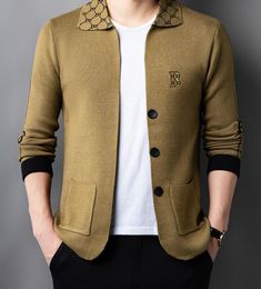 2023 Дизайнерский мужской свитер вязаная шерсть теплый классический бренд одежда мода повседневная длинная рукава