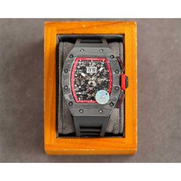 Mechanical RM11-03 Complex function chronograph wrist watch for men U3O9 luxury high quality carbon fiber case waterproof Sapphire glass 3I6B6T