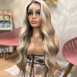 Hair Accessories Highlight Blonde Lace Front Wigs 13x6 Human Hair Brown Roots Loose Body Wavy 360 Lace Frontal Wig HD Transparent Full Lace 100% human hair