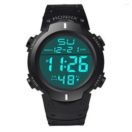 Wristwatches Men Black Large Screen Sports Electric Watch Fashion Multifunctional For Waterproof Calendar Reloj Hombre