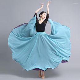 Stage Wear Women Flamenco Dance Skirt Double Layer 720 Degrees Chinese Style Practice Casual Temperament Large Swing Dress