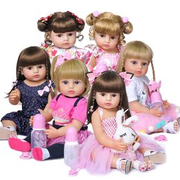 Dolls NPK 50CM Full Body Soft Silicone Sweet Face Reborn Toddler Baby Girl Doll Birthday Christmas Gift High Quality Doll 230829