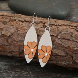 Dangle Earrings Ethnic Antique Silver Colour Metal Leaf Flower Statement Drop For Women Jewellery
