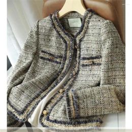 Women's Jackets High Quality Small Fragrant Tweed Short Suit Jacket Women Spring Autumn Outerwear Ladies Retro Female Tops Slim Coats