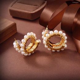 Hoop Earrings 2023 Personality Pearl Decoration Circle Niche Design Art Light Luxury Temperament Large For Womens