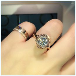 Jewellery Pouches Synthetic Moissanite Diamond Rose Gold Two-color Camellia Ring Female