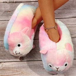 Alpaca 2022 All Inclusive Cotton Fashion Women Home Slippers Winter Warm Ladies Plush One Size Fluffy Shoes T230828 8af1