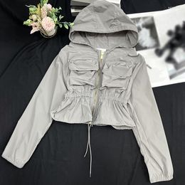 Women's Jackets 2023 Casual Coat Solid Colour Short Women Loose All-match Hooded Spring Summer Zipper Windbreaker