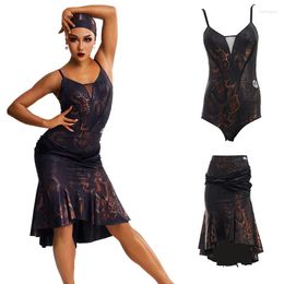 Stage Wear Women'S Latin Dance Clothing Sexy Snake Pattern Top Skirt Adults Ballroom Competition Costume Smaba SL8832