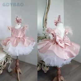 Girl Dresses Cute Birthday Princess Ball Flower Short Summer Appliqued Tulle Baby Party Wedding Formal Wear Gowns