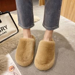 Slippers Baotou Woolen Cotton Women Wear Net Red 2023 Autumn And Winter Thick-soled Comfortable Women's Solid Color Shoes