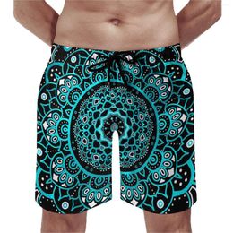 Men's Shorts Blue White Mandala Board Summer Retro Floral Print Sportswear Beach Short Pants Comfortable Design Swimming Trunks