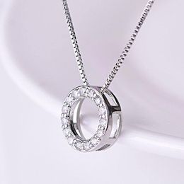 Pendant Necklaces PopAcc Fashion Circle Necklace For Women Shiny Micro Zircon Collar Chain Simple Accessories Girl Daily Decoration