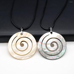 Pendant Necklaces Natural Shell Necklace Round Shape Mother For Jewerly Gift 45x30mm Length 60cm