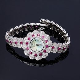 Bangle TIRIM Gorgeous Watch for Women AAA Cubic Zircon Sun Flower Bracelet Wedding Party Fashion Jewellery Made with Wholesale 230828