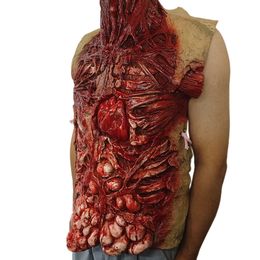 Decorative Objects Figurines Bloody Torso Gory Zombie Chest Piece Apron Halloween Guts Heart Vest Fancy Dress Prop 230828