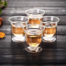 Wine Glasses 4 PCS/set 80 Ml Double Bottom Mug Tea Cocktail Glass Creative Wall Whiskey Coffee S Cups