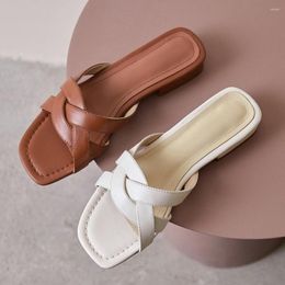 Slippers French Flat Women's All-match Heel Cross Strap Fashion Sandals For Women 2023 Summer Style Outdoor