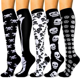 Socks Hosiery MOJITO 1 Pair Halloween Compression For Women Men Cartoon Skull Novelly Holidays Stockings Christmas Gift 230829