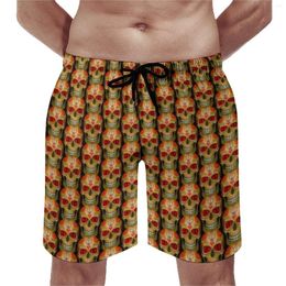 Men's Shorts Red Eyed Sugar Skull Gym Zombie Dead Sports Surf Beach Short Pants Quick Dry Vintage Design Plus Size Swimming Trunks