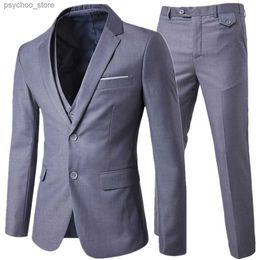 Suit + Jacket + Pants 3 Pieces Sets / 2023 Fashion Men Business Suits / Male Blazers Coat + Trousers + Waistcoat / S-6XL Q230828