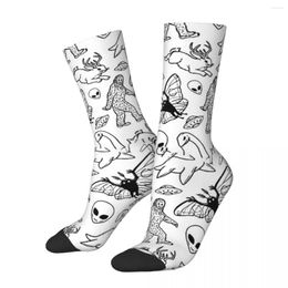 Men's Socks Happy Cryptid Pattern Retro Harajuku Alien Hip Hop Seamless Crew Crazy Sock Gift Printed