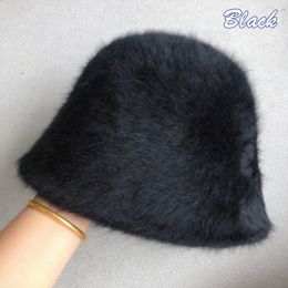 Wide Brim Hats Bucket Hats Panama Winter Rabbit Fur Wool Hats For Women Bucket Hat Pompom Ear Protection Beanies bucket hat Fur Cap 230828