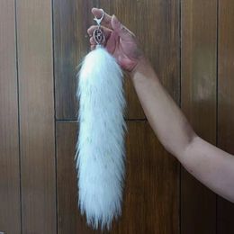 Keychains Lanyards Customised Made Fluffy Decorative Key Chain Long Faux Tail Holder 40 CM Fur Pendant For Bag Backpack Charming Cute Gifts 230828