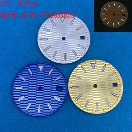 Other Watches 28.5mm Watch Dial Blue Green Luminous Watch Faces Men's Watch Accessory for 8215/ETA 2824/2836 /8200/821A/Mingzhu 2813 Movement 230829