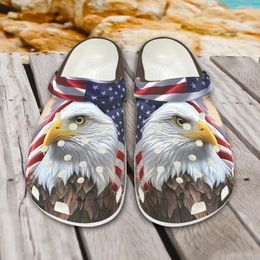Slippers INSTANTARTS Summer Spring Beach Walking Sneaker Shoes American Flag Eagle Printed Women Flats Unisex Non-Slip Hole Sandals Gifts