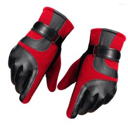 Cycling Gloves 1 Pair Motorcycle Thickened Wind Resistant Non-slip Touch Screen Warm Faux Leather Men Full Finger For Outdoor