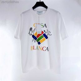 Mens Good Quality Tennis Colourful Letters Fashion Men Casa Blanca Black White Women Vintage Tee Inside Tag