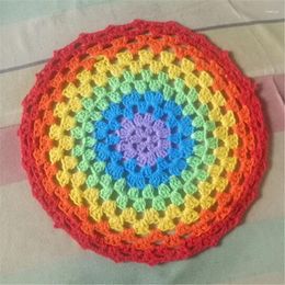 Table Mats 5 Pcs Colourful 20cm Round Crochet Lace For Wedding Decoration Doilies With Different Colour As Tableware Kitchen