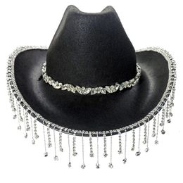 Wide Brim Hats Bucket Hats Cowboy Hat for Girls s Fringe Glitter Rave Cowgirl Hat Cute Birthday Party Hat Costume Accessories 230828