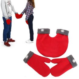 Mittens 3pcsset Couple Gloves Polar Fleece Lovers Winter Thicken Warm Glove 3 Colour Sweethearts Christmas Gift Romantic Couples 230828