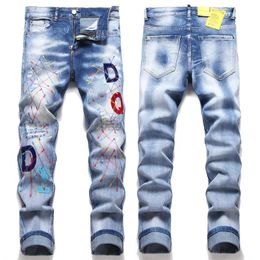 Men's Jeans Light embroidered striped flannel